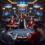 Pemain menikmati live casino seru dan realistis di Hokiku88, dealer profesional, meja blackjack, roulette, baccarat, odds tinggi, suasana elegan dan interaktif.