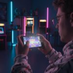 Pemain arcade games fokus di smartphone, bermain melalui Dewiku88 Login